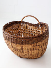 vintage large wicker gathering basket