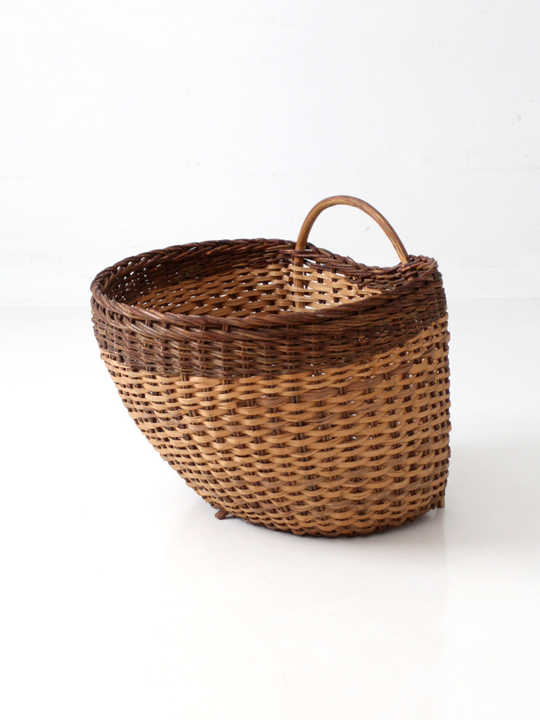 vintage large wicker gathering basket
