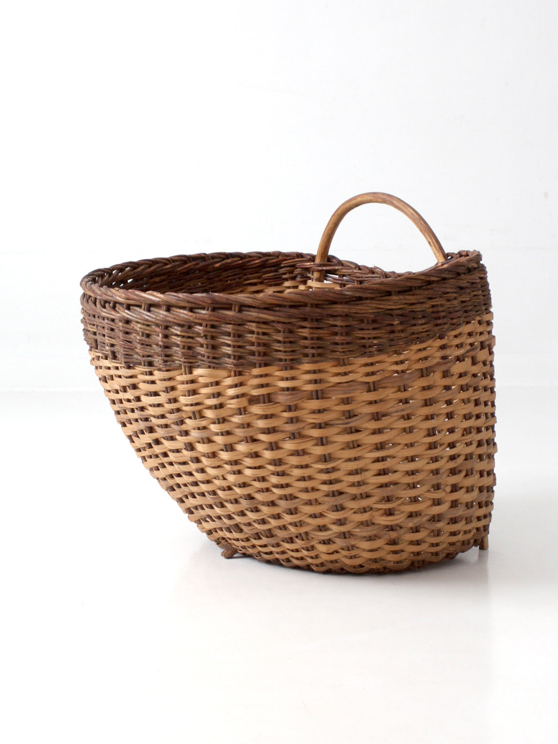 vintage large wicker gathering basket