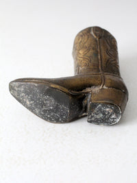 mid century brass cowboy boot statue