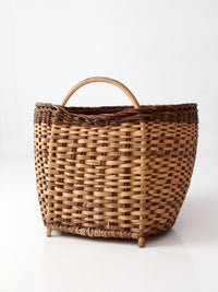 vintage large wicker gathering basket