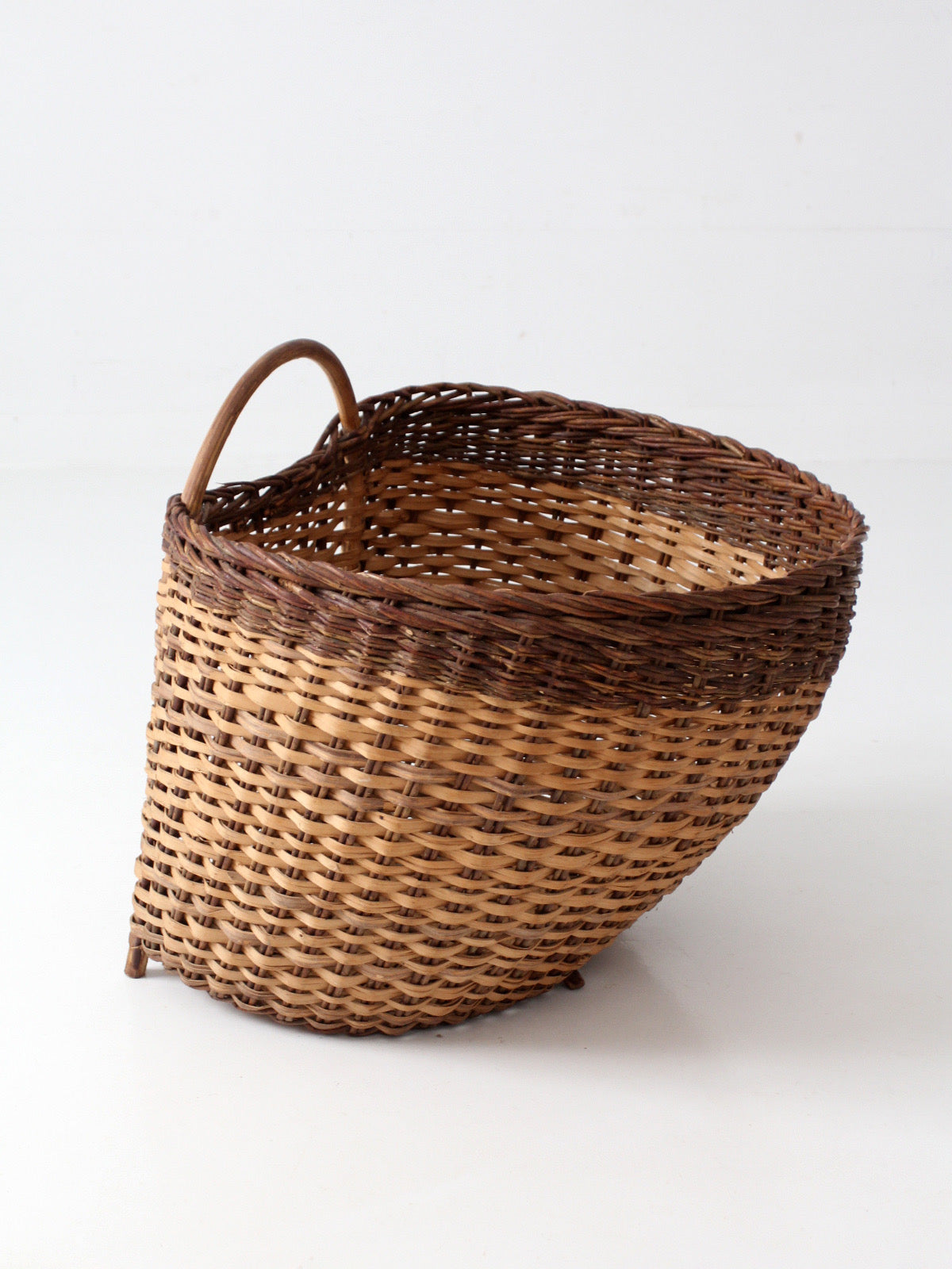 vintage large wicker gathering basket