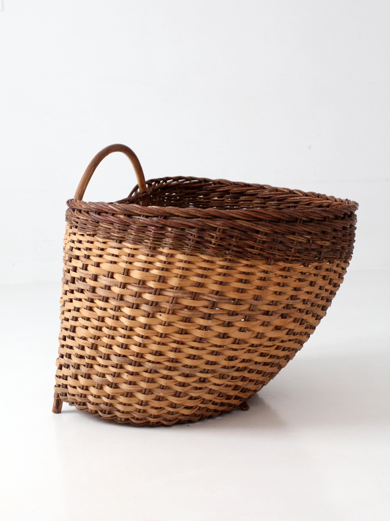 vintage large wicker gathering basket