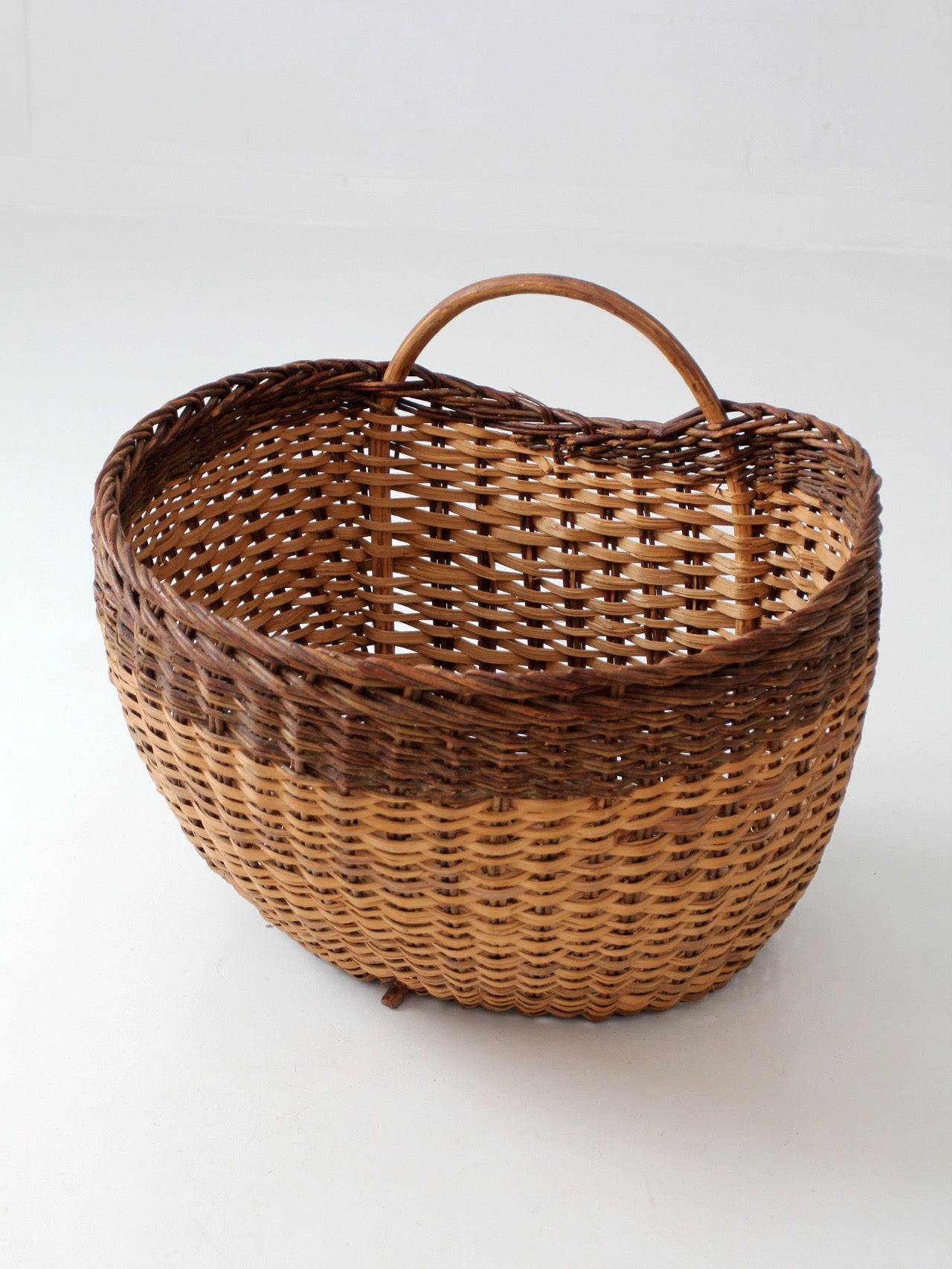 vintage large wicker gathering basket
