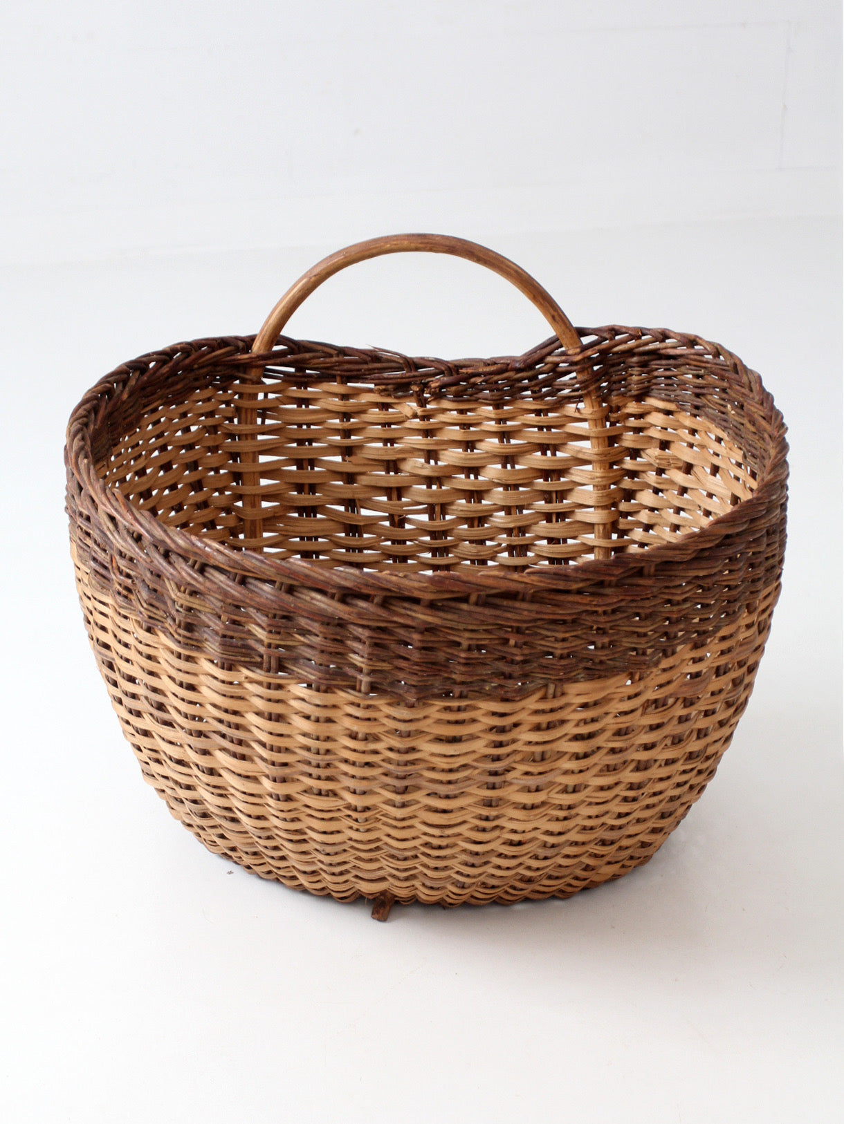 vintage large wicker gathering basket