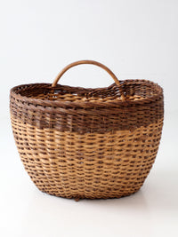vintage large wicker gathering basket