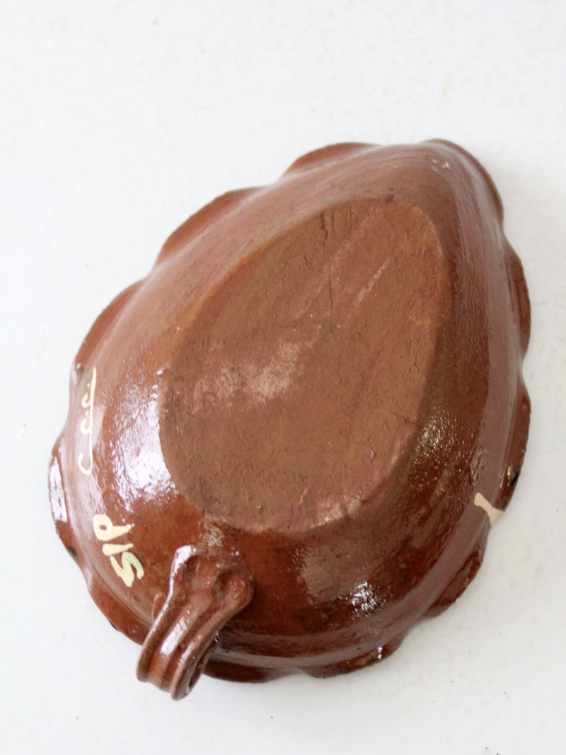 vintage Mexican Pottery Leaf dish
