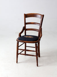 antique needlepoint seat accent chair