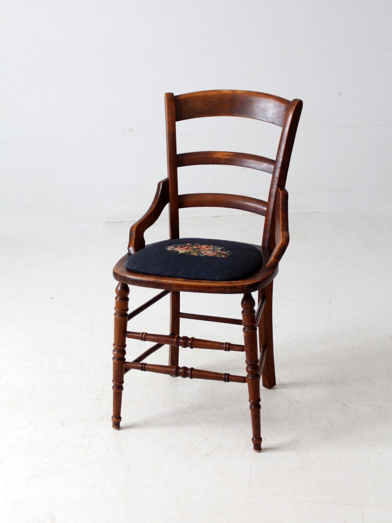 antique needlepoint seat accent chair
