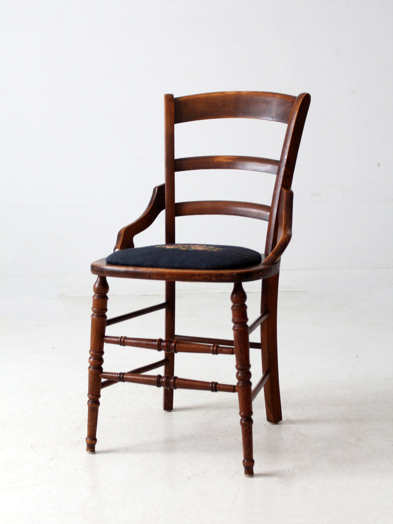 antique needlepoint seat accent chair