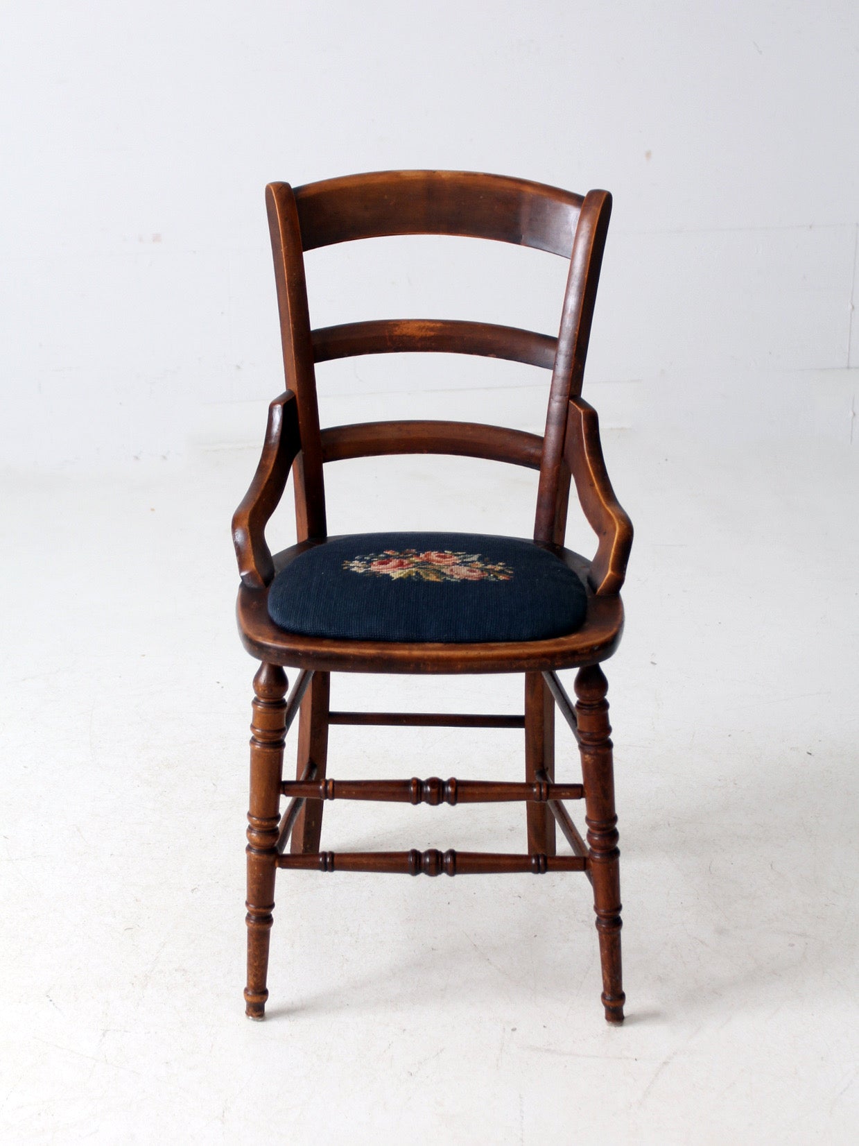 antique needlepoint seat accent chair