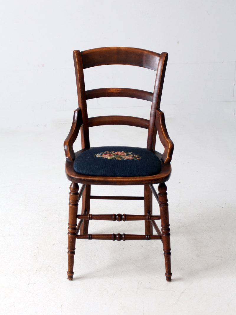 antique needlepoint seat accent chair
