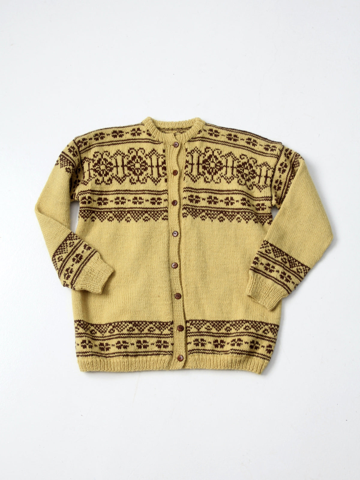 vintage hand knit Nordic wool cardigan – 86 Vintage