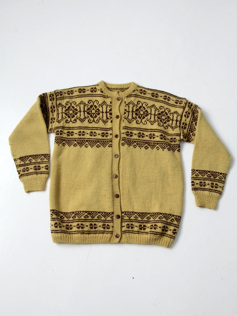 vintage hand knit Nordic wool cardigan