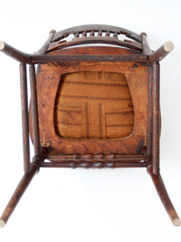 antique Eastlake Victorian oak side chair with leather seat