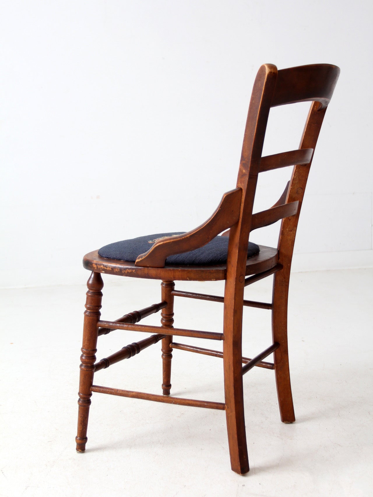 antique needlepoint seat accent chair