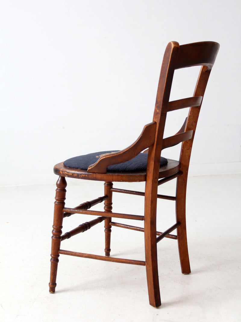 antique needlepoint seat accent chair