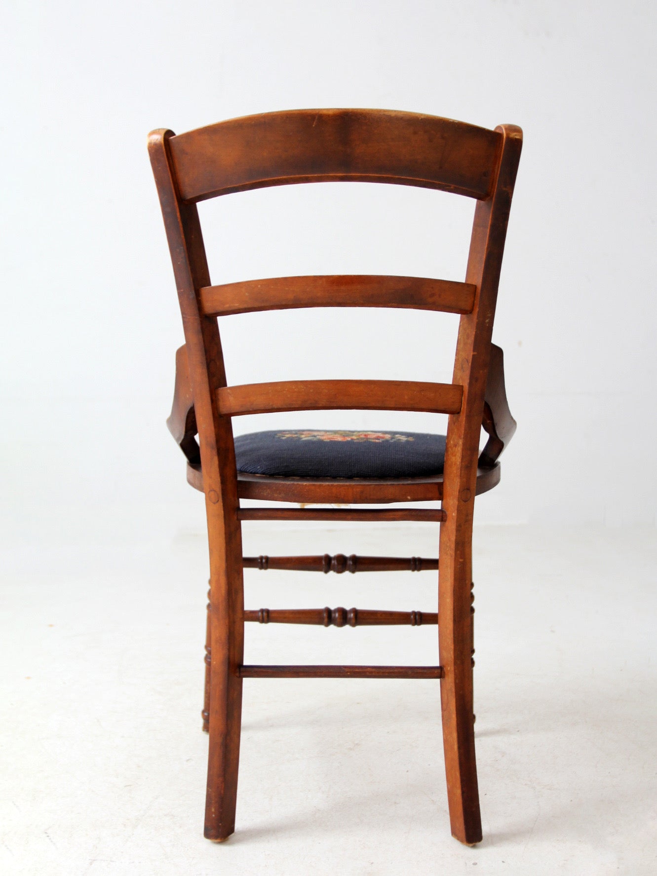 antique needlepoint seat accent chair