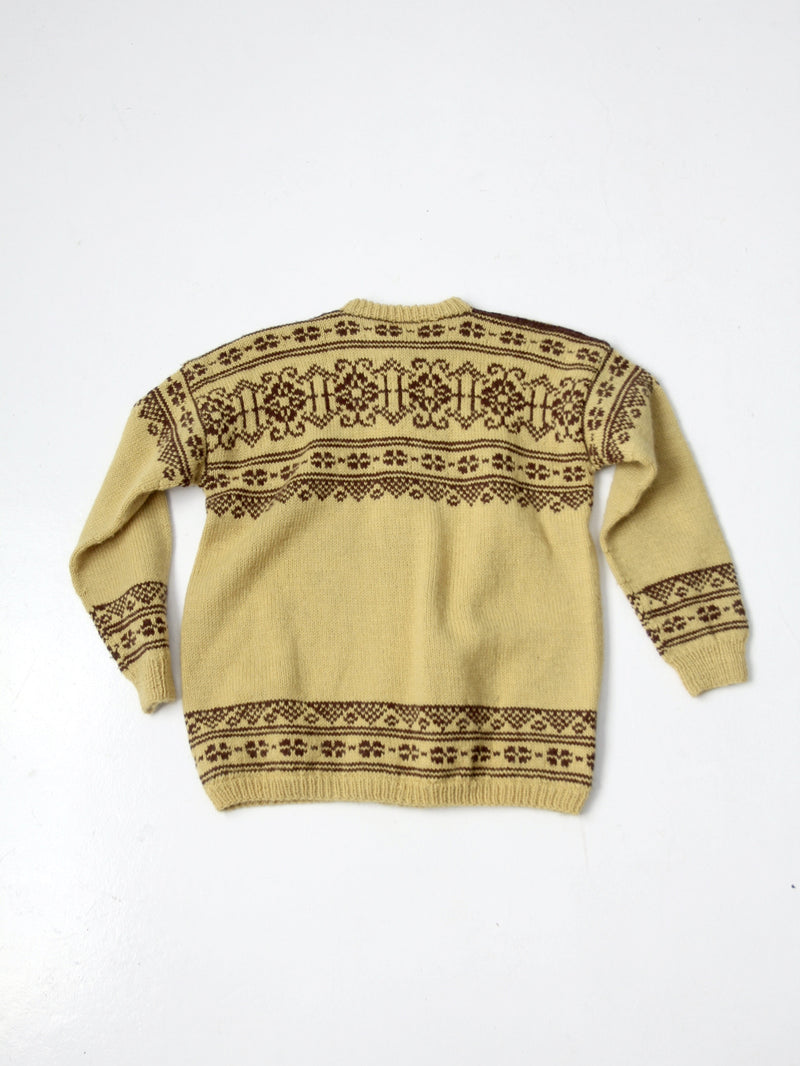 vintage hand knit Nordic wool cardigan