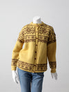 vintage hand knit Nordic wool cardigan