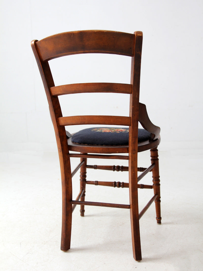 antique needlepoint seat accent chair