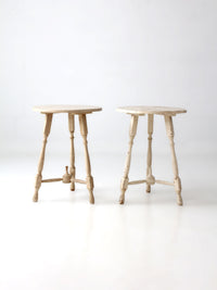 pair of vintage cottage pedestal tables