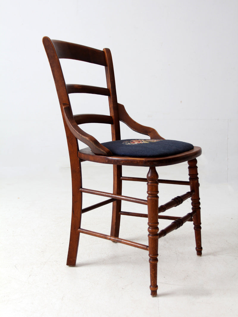 antique needlepoint seat accent chair