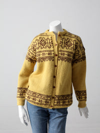 vintage hand knit Nordic wool cardigan