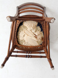 antique needlepoint seat accent chair