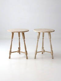pair of vintage cottage pedestal tables