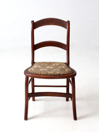 antique Victorian ladder back chair with tapestry seat
