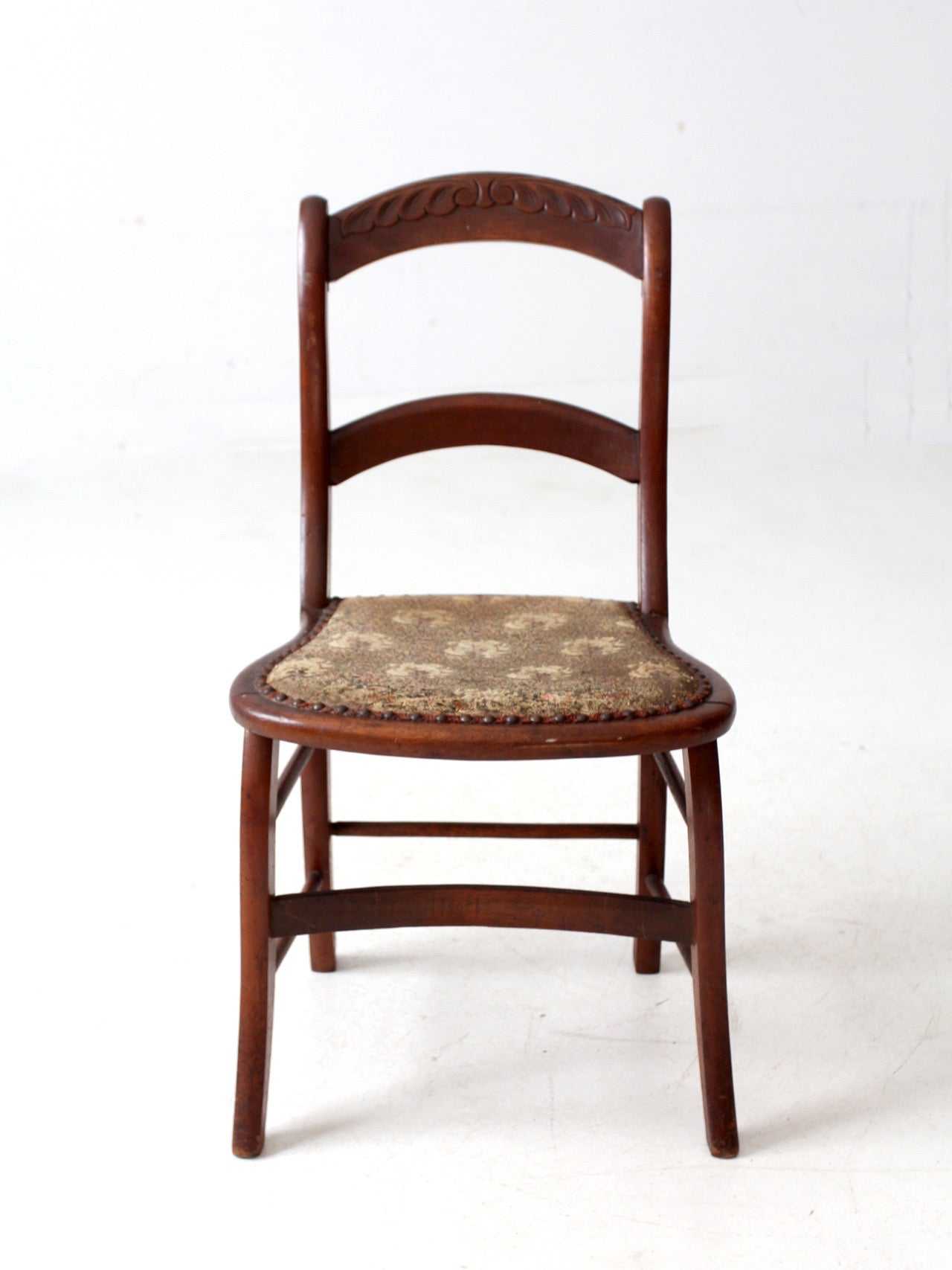 antique Victorian ladder back chair with tapestry seat