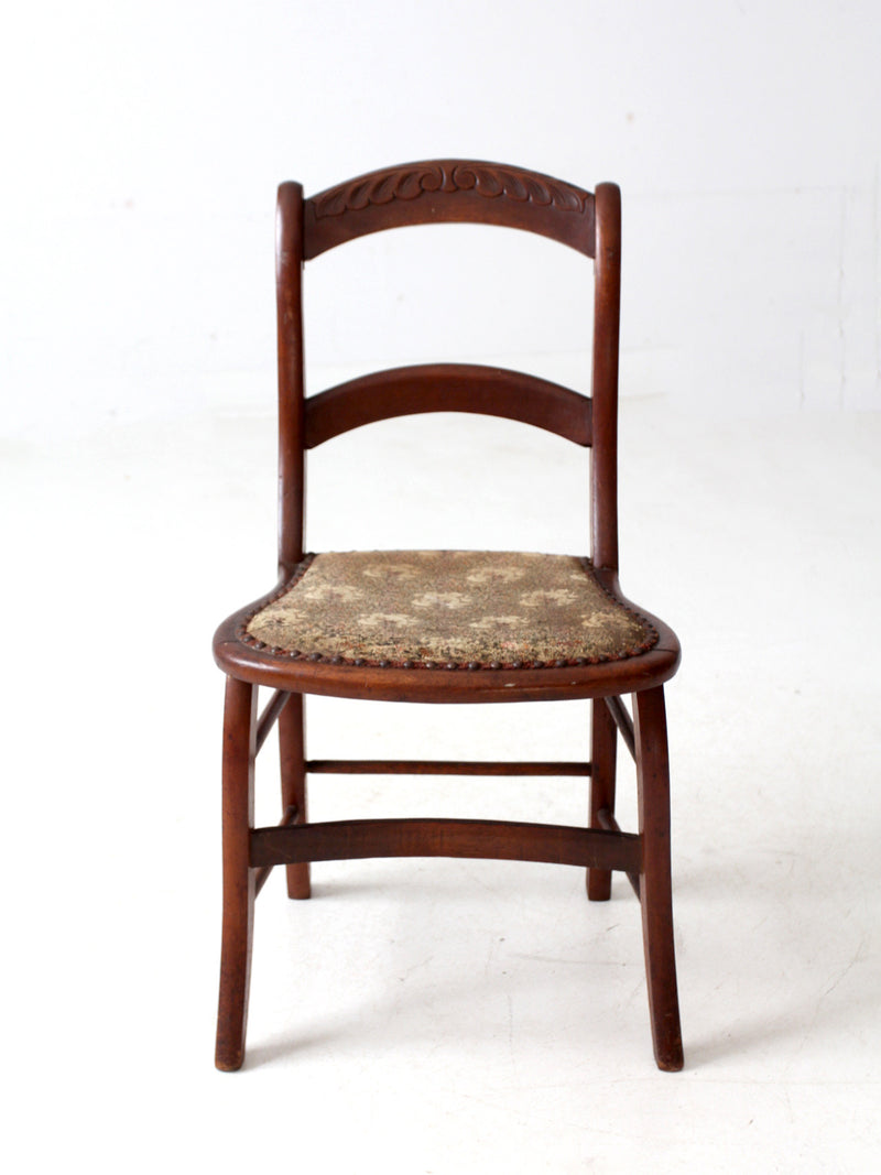 antique Victorian ladder back chair with tapestry seat