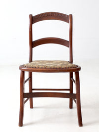 antique Victorian ladder back chair with tapestry seat