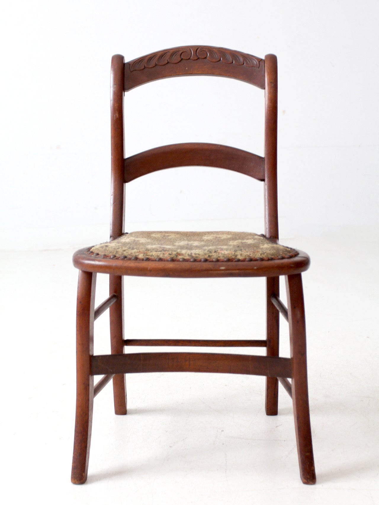 antique Victorian ladder back chair with tapestry seat