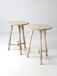 pair of vintage cottage pedestal tables