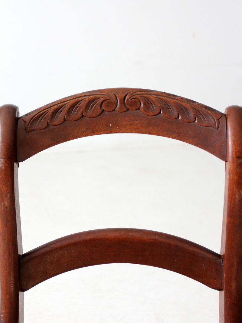 antique Victorian ladder back chair with tapestry seat