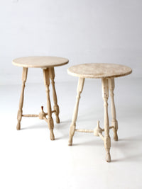 pair of vintage cottage pedestal tables