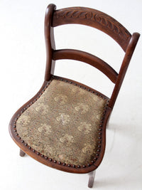antique Victorian ladder back chair with tapestry seat