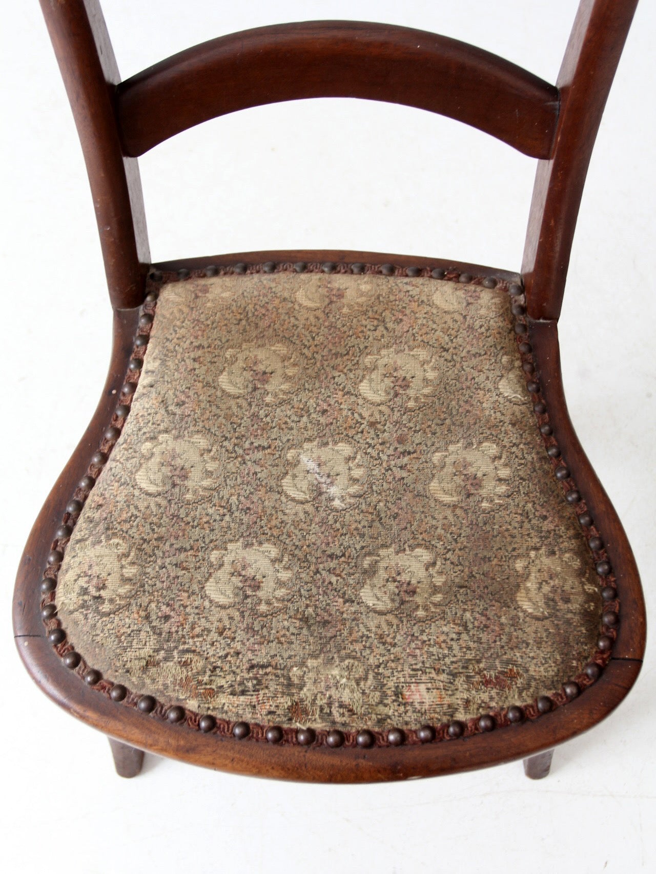 antique Victorian ladder back chair with tapestry seat