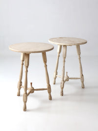 pair of vintage cottage pedestal tables