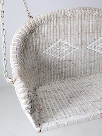 vintage white wicker hanging bench, ca 1930s-1940s