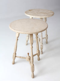 pair of vintage cottage pedestal tables