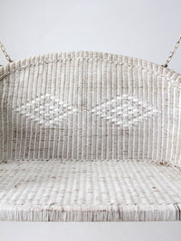 vintage white wicker hanging bench, ca 1930s-1940s