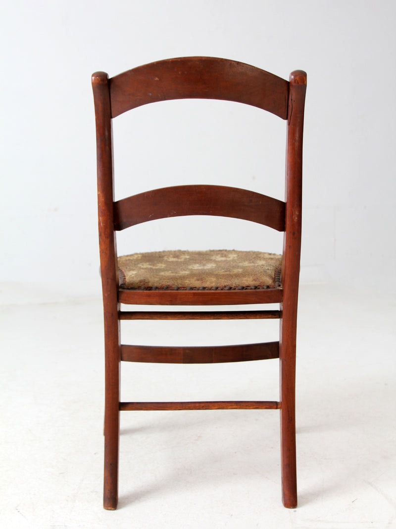 antique Victorian ladder back chair with tapestry seat