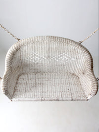 vintage white wicker hanging bench, ca 1930s-1940s