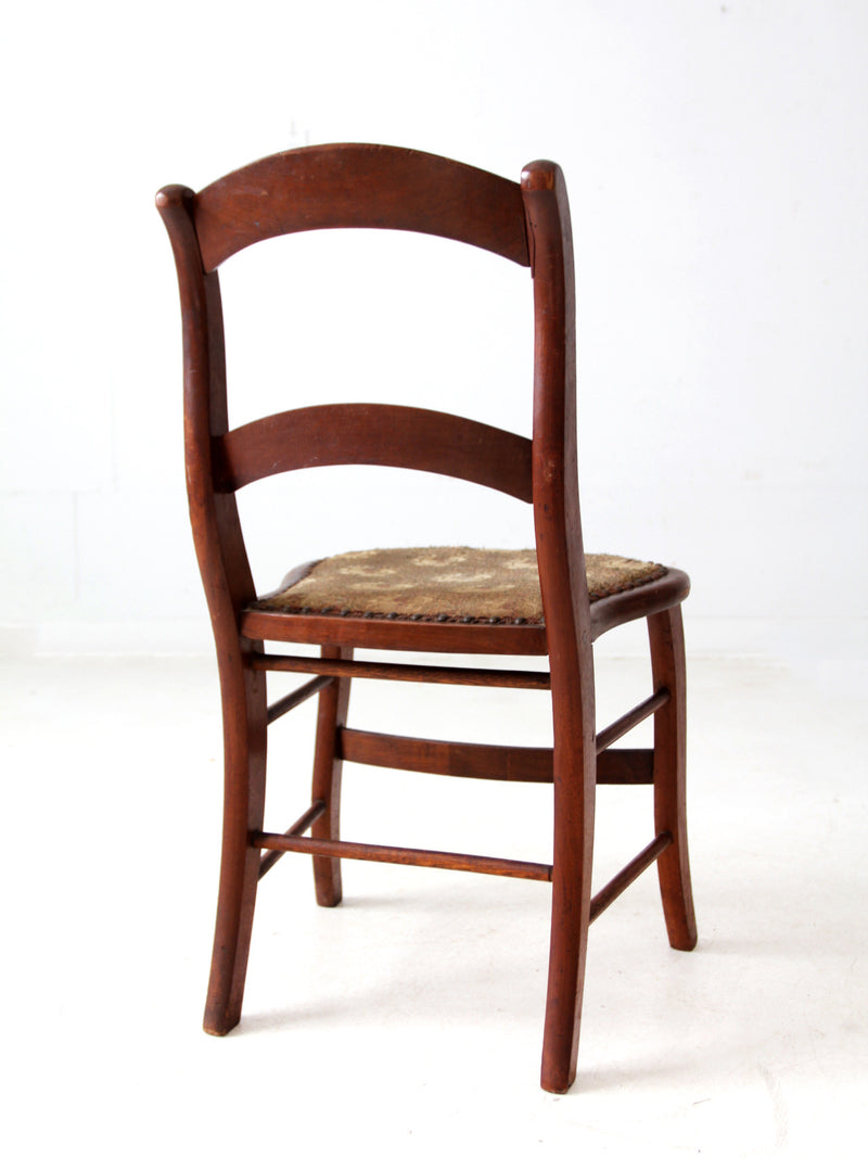 antique Victorian ladder back chair with tapestry seat
