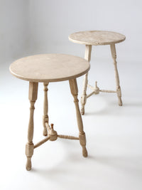 pair of vintage cottage pedestal tables