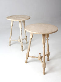 pair of vintage cottage pedestal tables