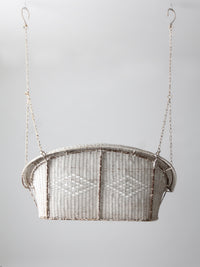vintage white wicker hanging bench, ca 1930s-1940s